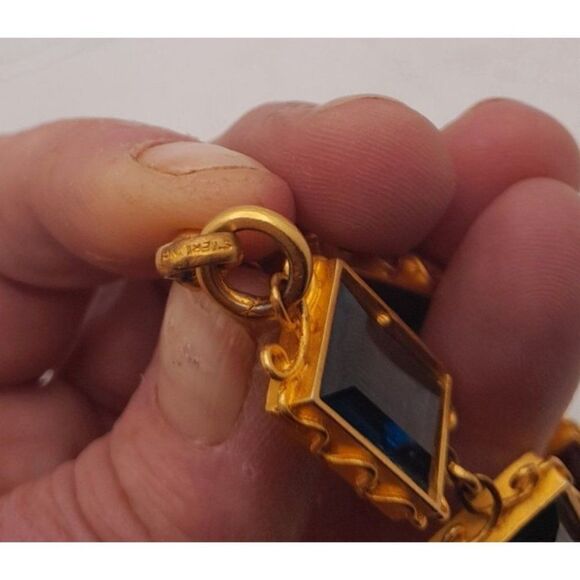 Early Mish Tworkowski Bracelet Clip Earrings Set Colorful Faux Stones Gold Tone - Picture 9 of 10